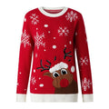 Adults Sweater, Snowflake Elk Print Crew Neck Long Sleeve Knitwear Winter Outfit for Women Men, S/M/L/XL/XXL/XXXL Casual...
