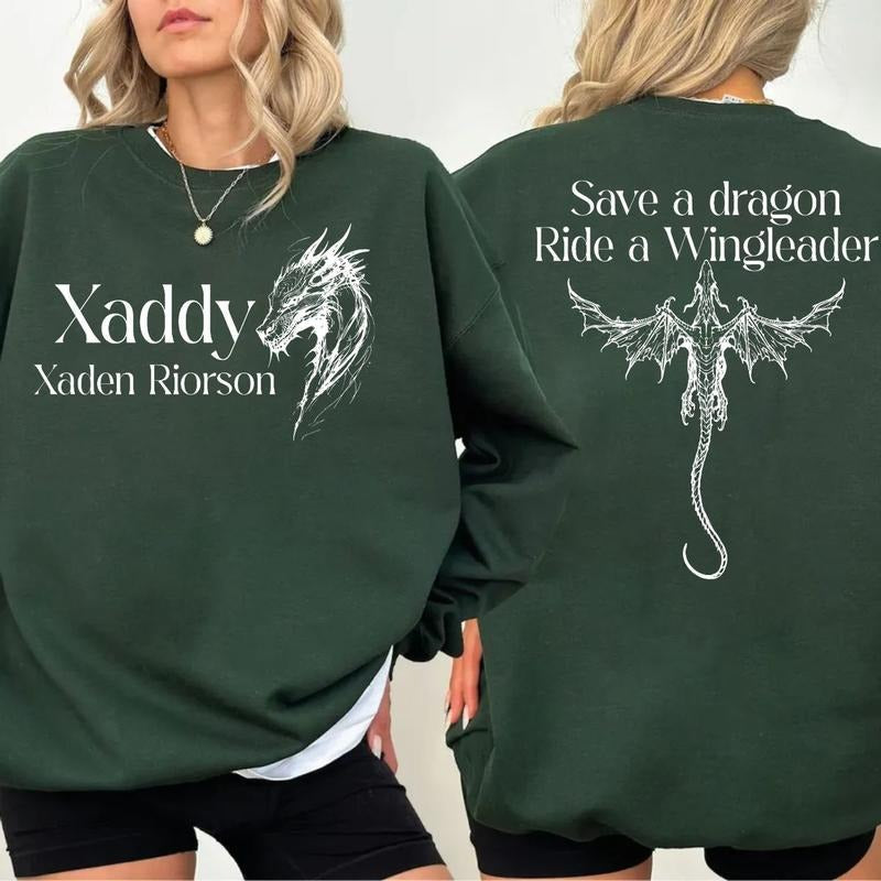 Xaddy Xaden Riorson 2 Sides Shirt Hoodie, Xaden Fourth Wing Sweatshirt, Fourth Wing Merch, Rebecca Yarros Tee, Unisex...