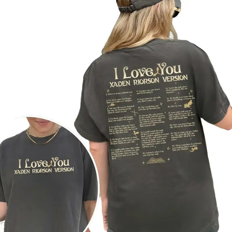 Xaden Riorson Quote Comfort Colors Shirt, Fourth Wing Book Quotes, Xaden Fourth Wing Merch, Xaddy Shirt, I Love You In...