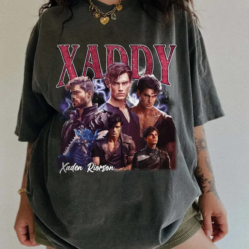 Xaden Riorson Xaddy Fourth Wings Comfort Colors Unisex Tshirt For Men- For Women, Iron Flame 90s Retro Book Fantasy...
