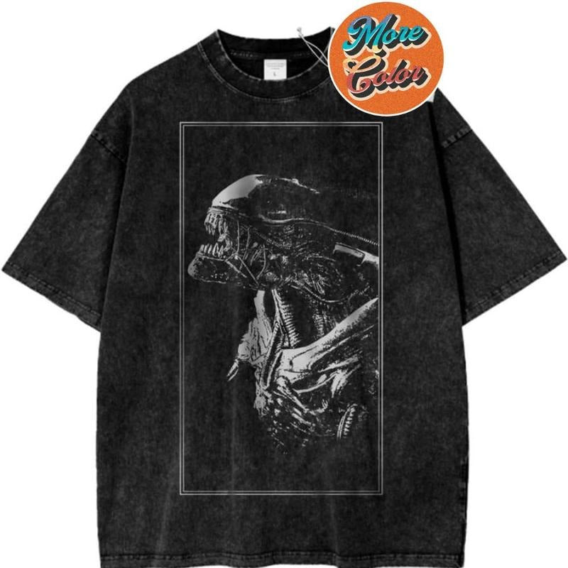 Xenomorph Alien vs Predator Movie Anime Vintage Shirts, Cotton Unisex T-Shirt, Crew Neck, Size S- 3XL, Menswear Top,...