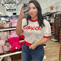 Xoxo Puff Sleeve Embroidery Crop Sweater T-Shirts, Hoodie, Sweatshirt | RetroVerseTees.com