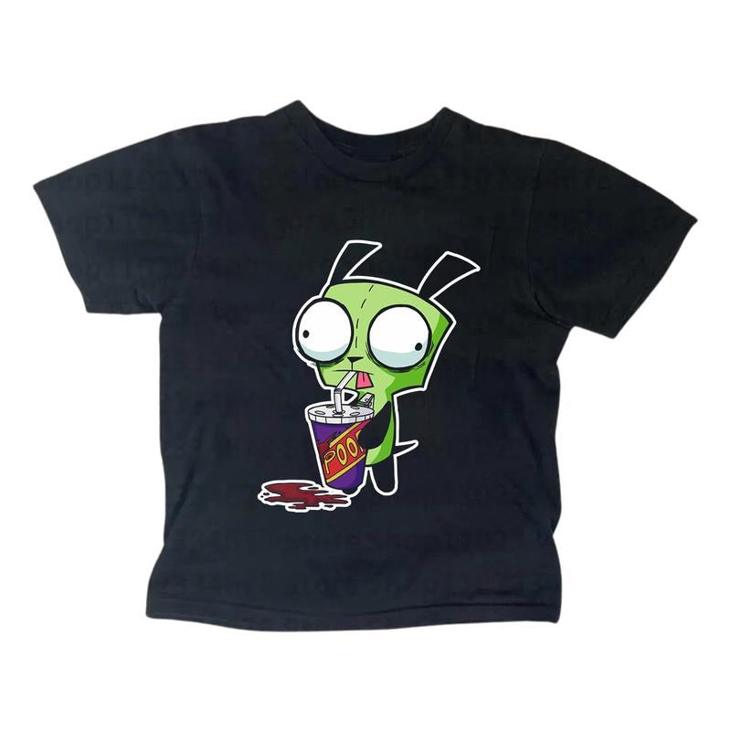 Y2K Women's Gothic Emo Girl Top - Vintage Zim Doom Baby Tee - Soft Cotton Shirt for Summer Comfort