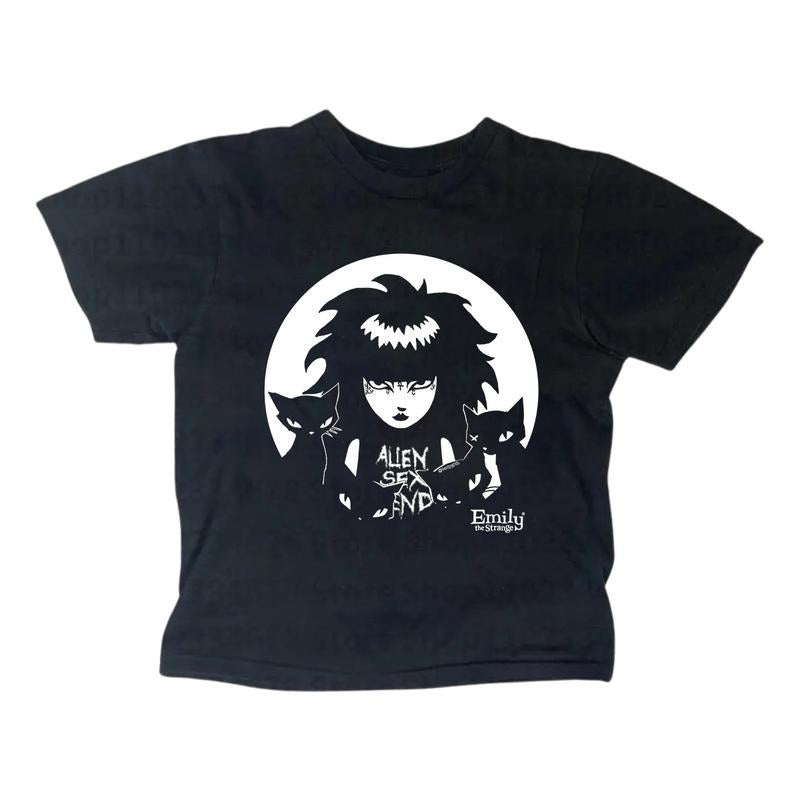 Y2k Emily Strange Baby Tee, Gothic Emo Girl Top, Vintage Women Streetwear, Summer Girl Top, Casual Cotton Short Sleeve,...