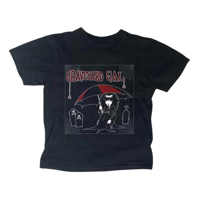 Y2k Emily Strange Baby Tee, Gothic Emo Girl Top, Vintage Women's Casual Cotton Short Sleeve T-Shirt, Fitted Design,...