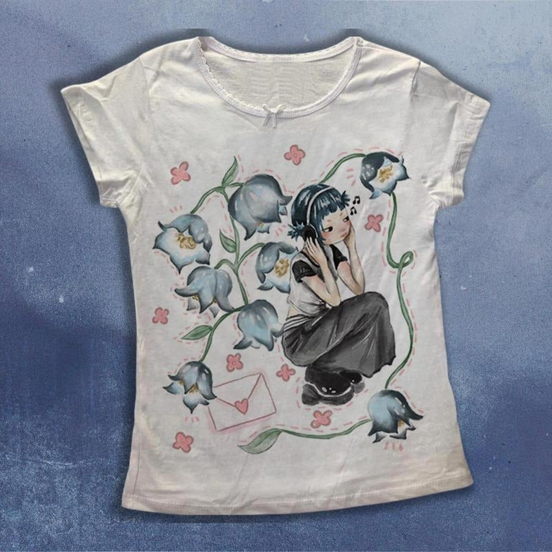 Y2k Gothic Baby Tee, Emo Graphic Shirt, Floral Baby Tee Women Gift for Her Hoodie, Sweatshirt | RetroVerseTees.com