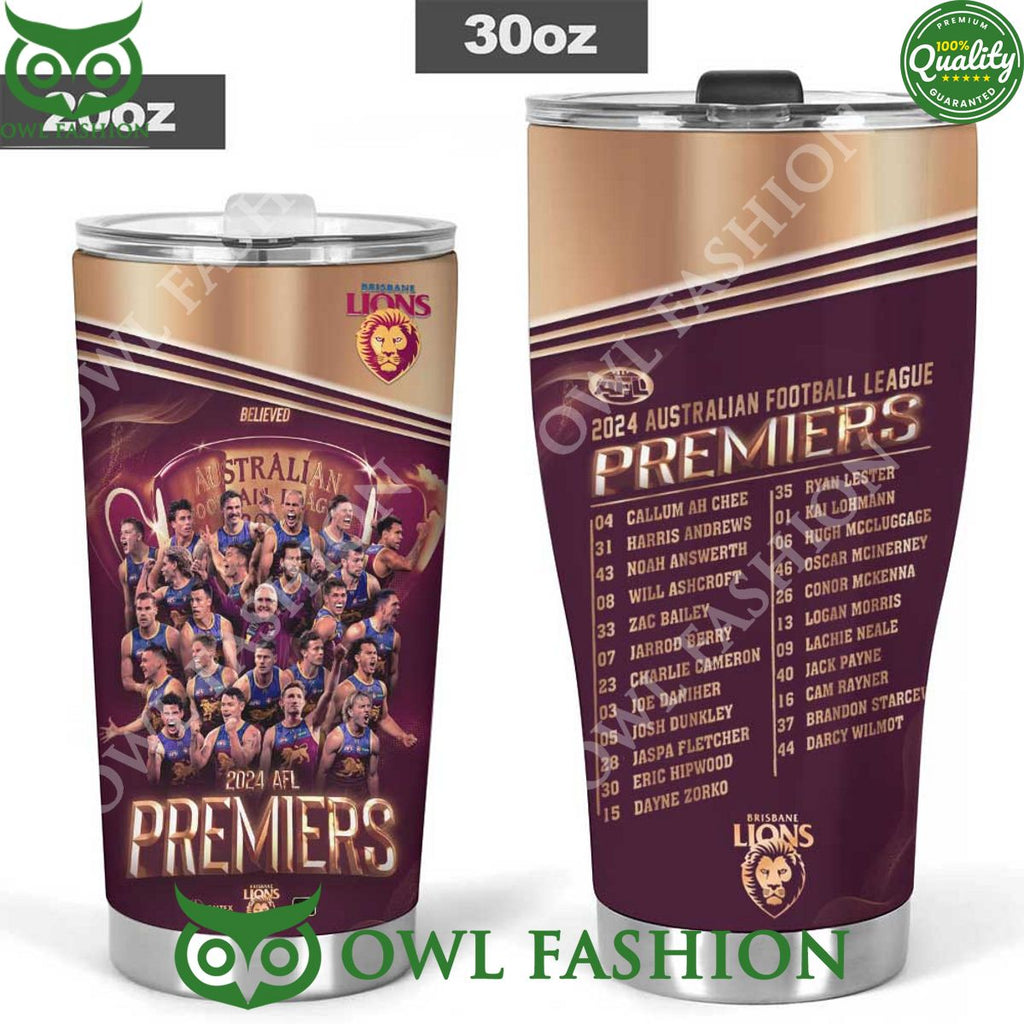 Brisbane Lions Believed 2024 AFL Australian Football League Premiers Tumbler Cup