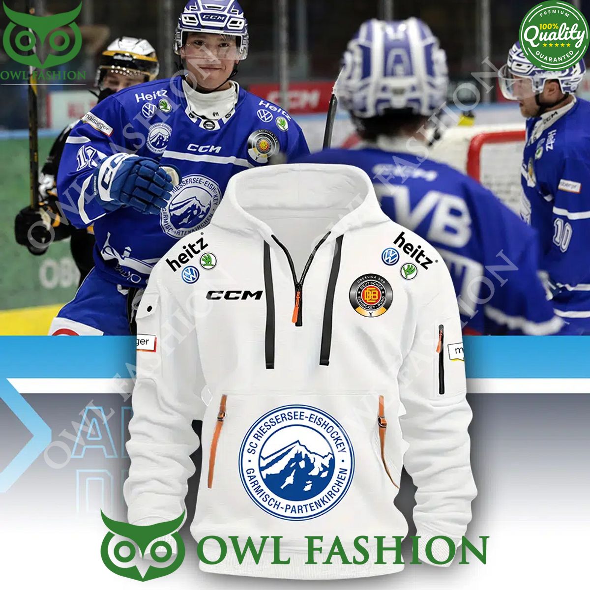 SC Riessersee professional ice hockey team Half zipper Hoodie