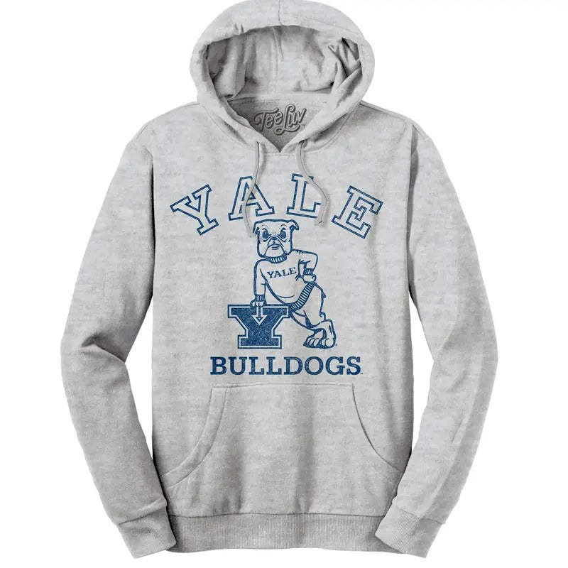 Yale Bulldog Pullover Hooded Sweatshirt - Gray T-Shirts, Hoodie | RetroVerseTees.com
