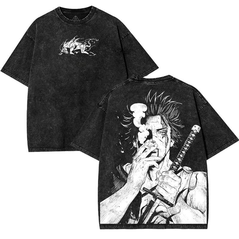 Yami Sukehiro Big red N streaming Black Bulls Black Clover Anime Double Printed Vintage Washed Tee Unisex Heavyweight...