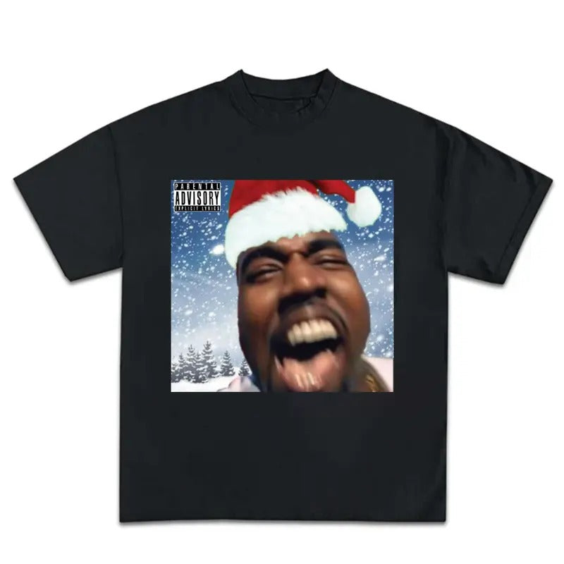 Ye-Ye Merry Christmas Funny Meme Graphic Rap Tee Shirt Big Face Hoodie, Sweatshirt | RetroVerseTees.com