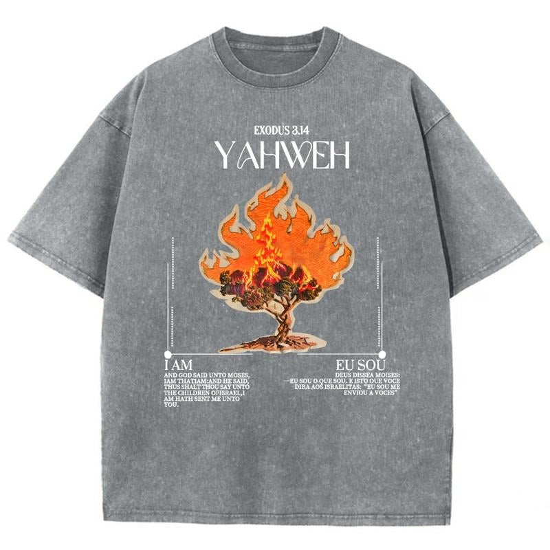Yeahua Exodus 3_14 Unisex Washed T-Shirt, Christian Tshirt, Vintage 90s Graphic Tee Gift Cotton Top Womenswear, Mineral...