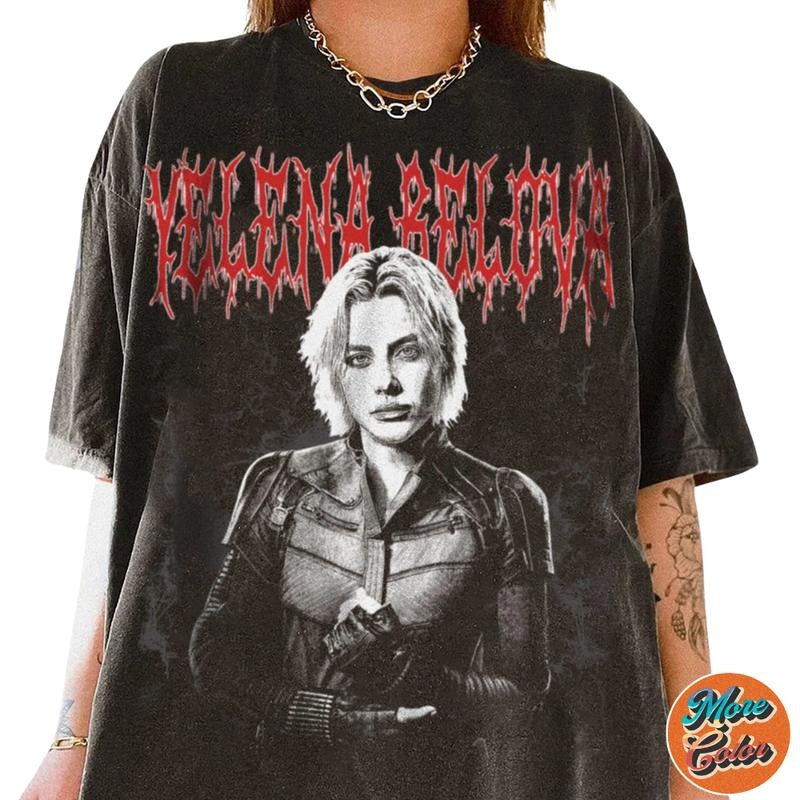 Yelena Belova Black Widow Thunderbolts Metal Movie Shirts, Cotton Unisex T-shirt, Crew Neck, Size S- 3XL, Menswear Top,...
