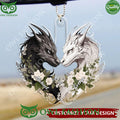 Couple Black And White Dragons Love Valentine Acrylic Car Ornament