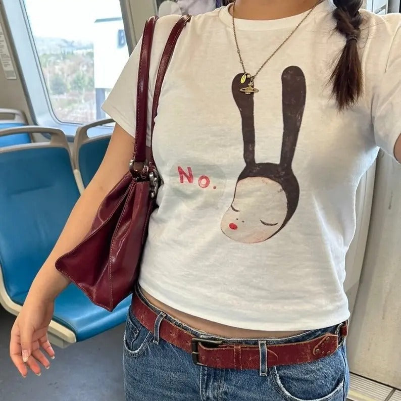 Yoshitomo Nara Bunny Girl No Graphic Baby Tee Hoodie, Sweatshirt | RetroVerseTees.com