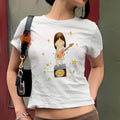 Yoshitomo Nara Guitar Girl Music Y2K Baby Tee, Premium Cotton Womenswear Short Sleeve Top