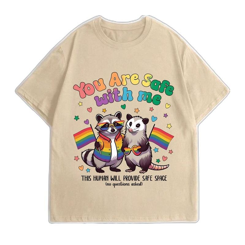 You Are Safe With Me Gay Pride Funny Raccoon LGBT T-Shirt Hoodie, Sweatshirt | RetroVerseTees.com