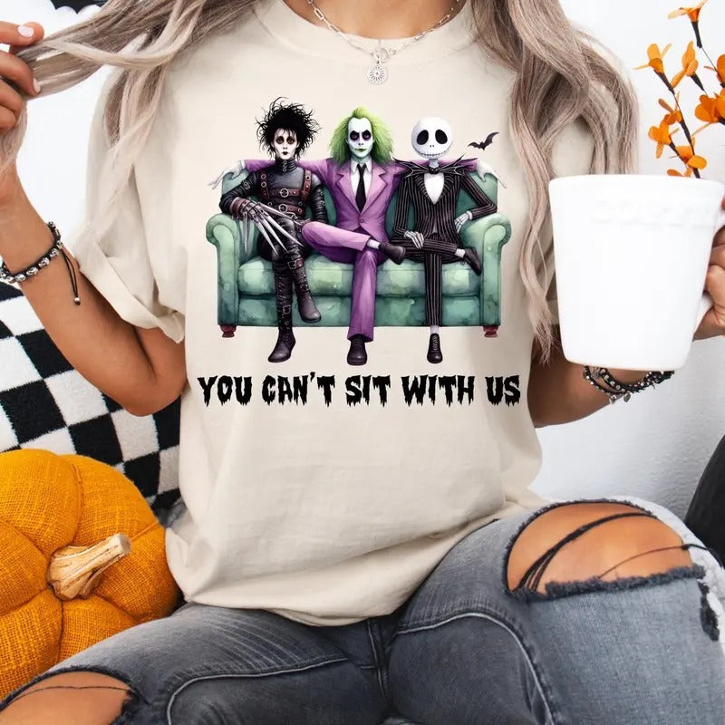 You Can't Sit With US Beetlejuice T-Shirt, Beetlejuice Halloween Sweatshirt, Halloween Outfit Hoodie | RetroVerseTees.com
