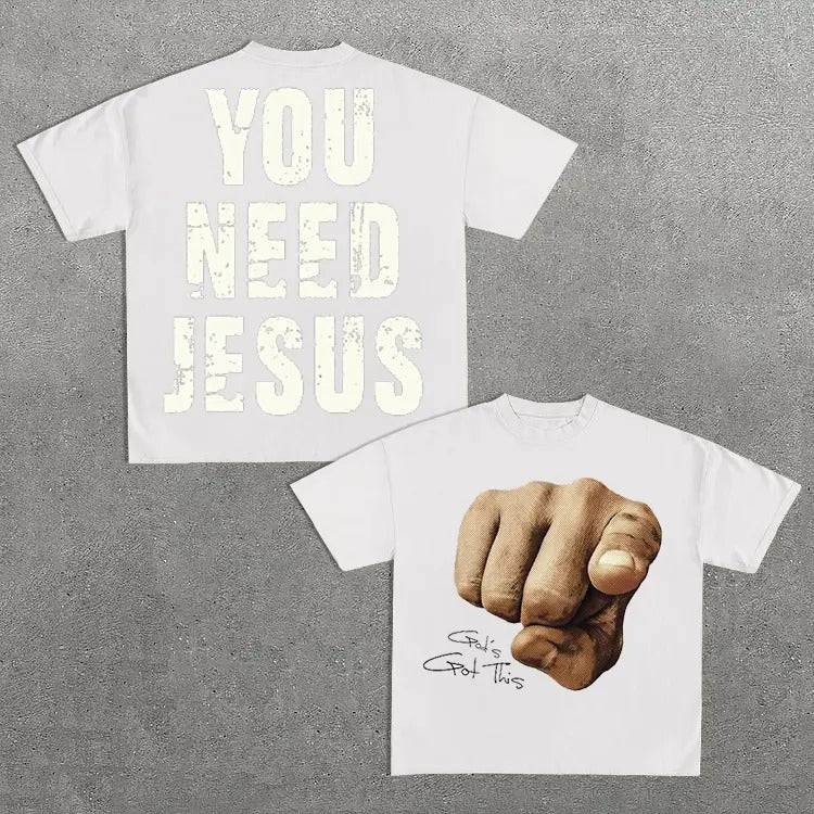 You Need Jesus Graphic Cotton T-shirt Hoodie, Sweatshirt | RetroVerseTees.com