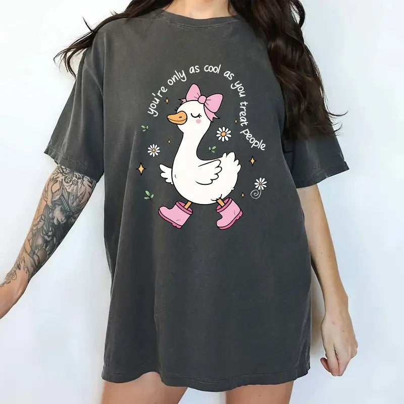 You're Only As Cool As You Treat People Comfort Colors Shirt, Cute Goose Kindness T-shirt, Positive Affirmation Graphic...