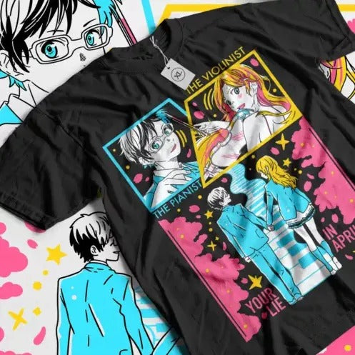Your Lie In April T-shirt Kaori Kousei Anime kaori miyazono Music Shirt All Size Hoodie, Sweatshirt | RetroVerseTees.com