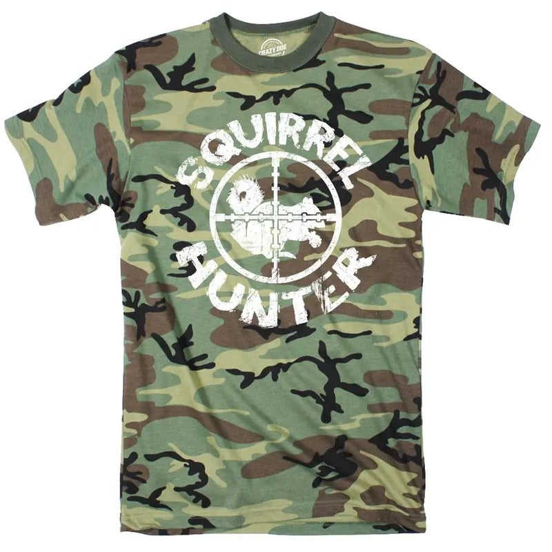 Youth Camo Squirrel Hunter T Shirt Funny Animal Hunting Tee Funny T Shirts Hunting Tops for Kid Funny Animal Short Sleeve...