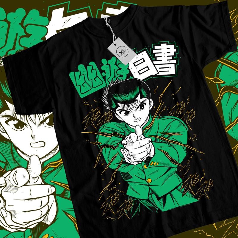 Yu Yu Hakusho T-Shirt S-4XL Kuwabara Kurama Yusuke Hiel Anime Manga Black Shirt Hoodie, Sweatshirt | RetroVerseTees.com