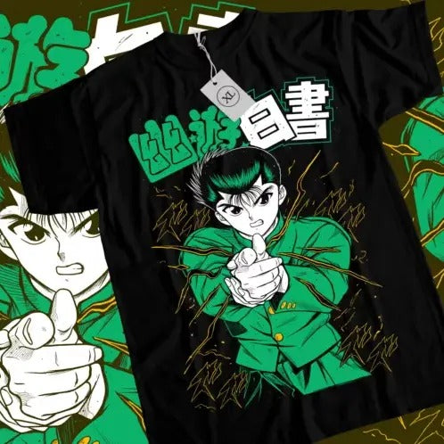 Yu Yu Hakusho T-shirt Kuwabara Kurama Yusuke Hiel Anime Manga Black Shirt Hoodie, Sweatshirt | RetroVerseTees.com