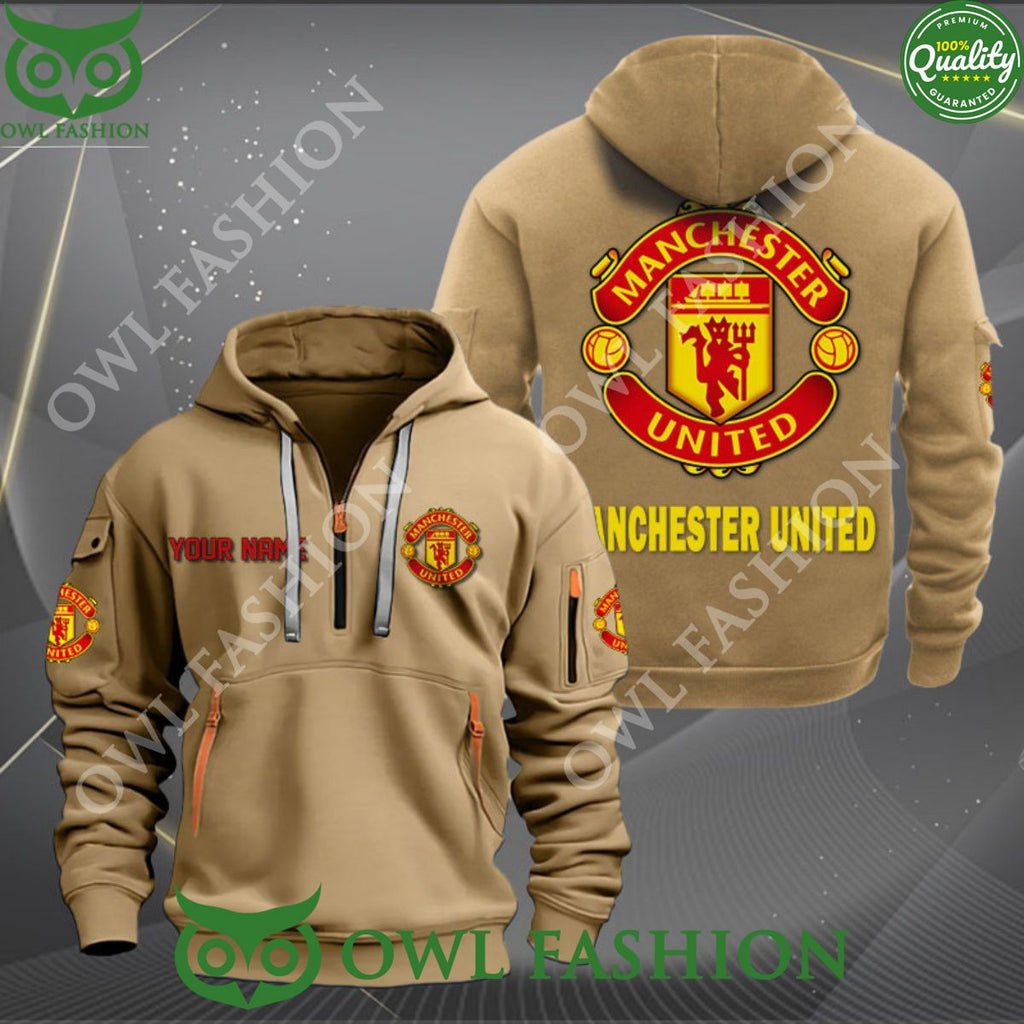Personalized Manchester United FC Premier League Quarter Zip Hoodie