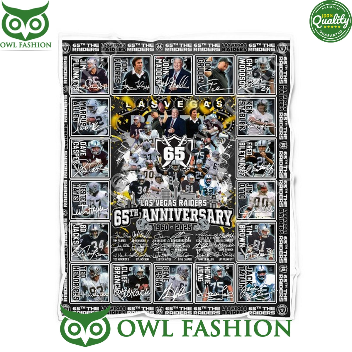 Oakland Raiders 65th Anniversary 1960 2025 Fleece Blanket