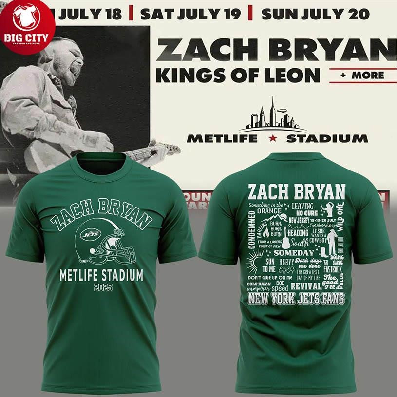 Zach Bryan New York Jets 2025 Tour Celebrate Metlife Stadium Two Sided Shirt