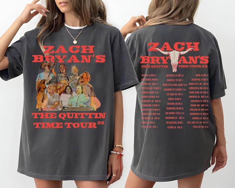 Zach The Quittin Time Tour 2024 Shirt, Bryan Vintage Graphic Tee, Soft Unisex Fit, Music Lover's Gift, Trendy Concert...