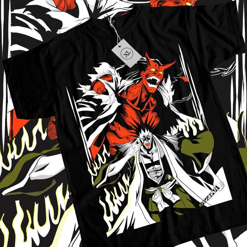 Zaraki Kenpachi T-Shirt Bleach Shirt Black Anime Manga Graphic Tee Hoodie, Sweatshirt | RetroVerseTees.com