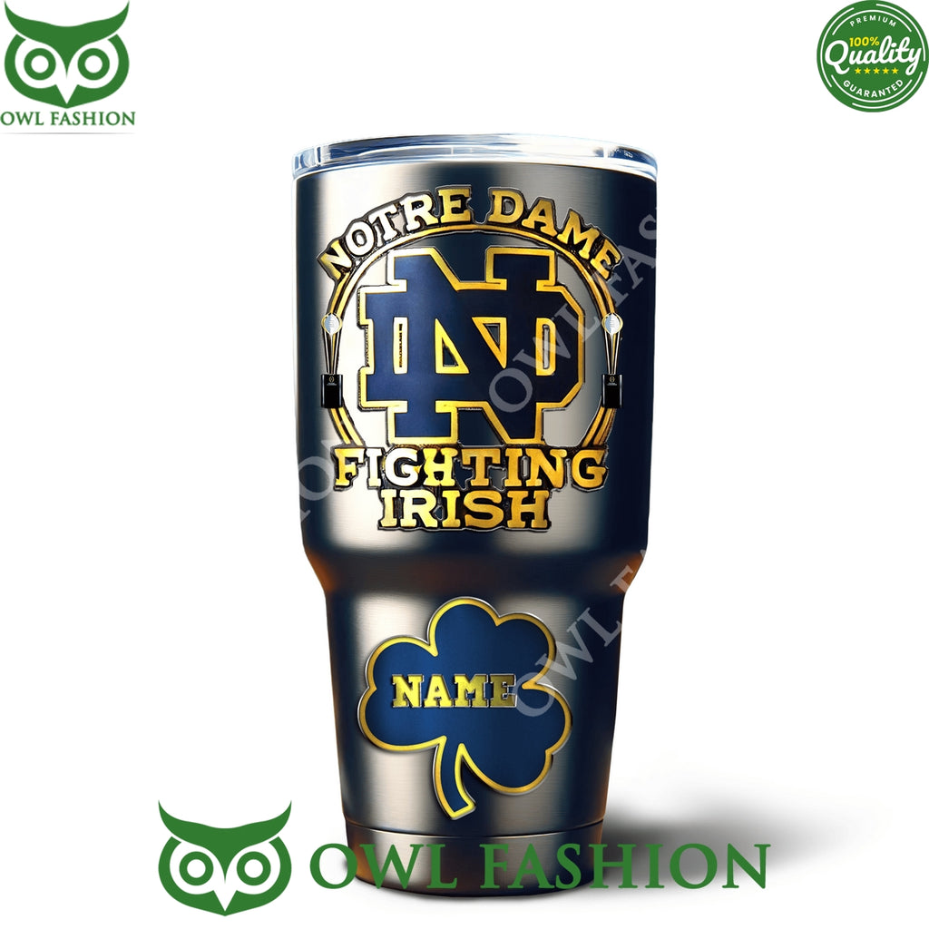 Custom Name Notre Dame Fighting Irish Let’s Go Irish Tumbler Cup