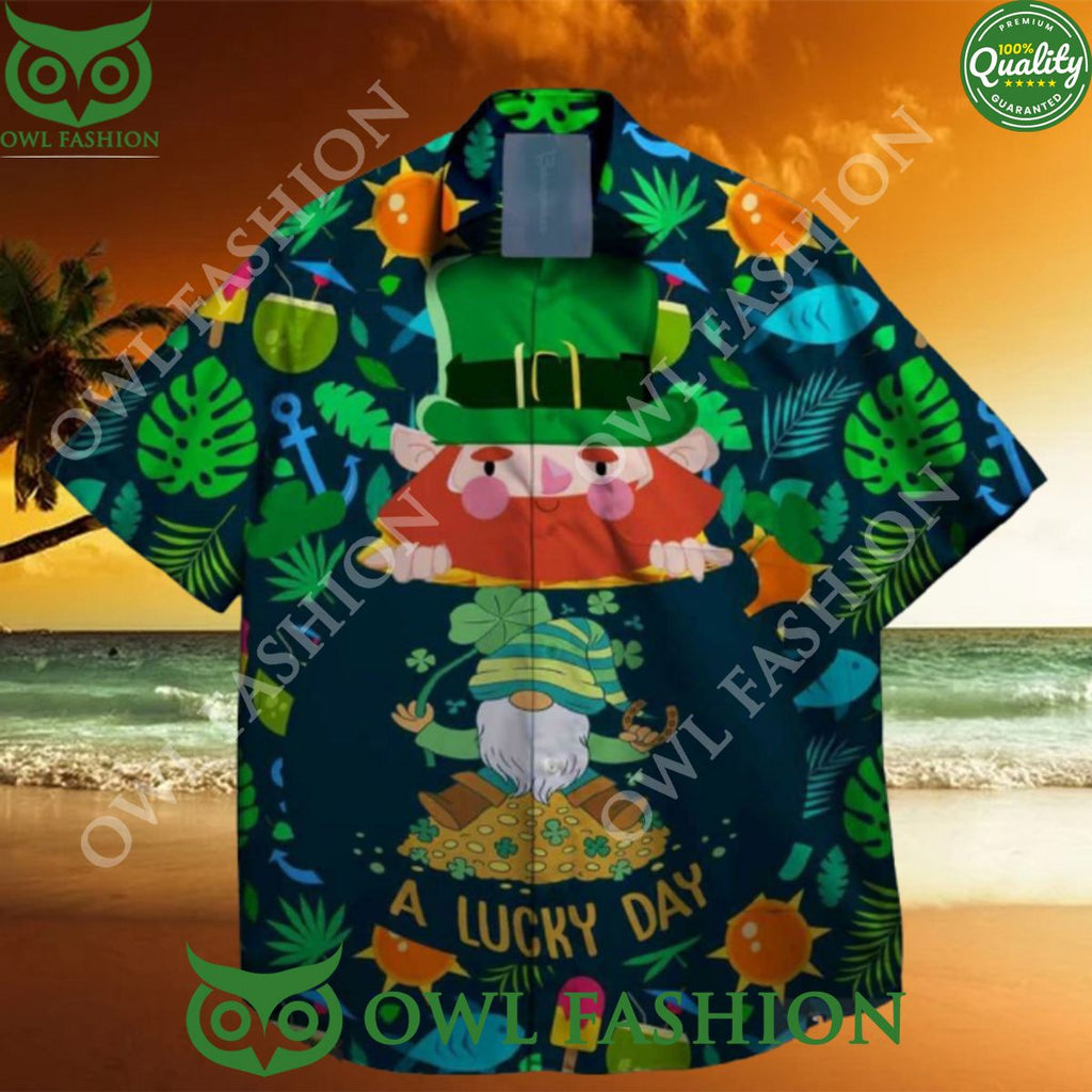 a lucky day shamrock st patrick day summer hawaiian shirt