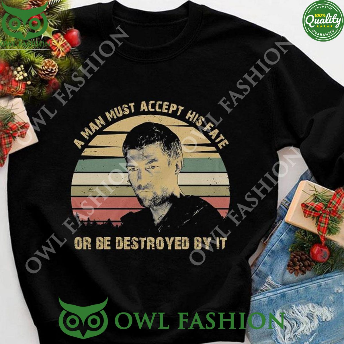 A man must accept his fate Spatacus Batiatus Quote vintage t-shirt