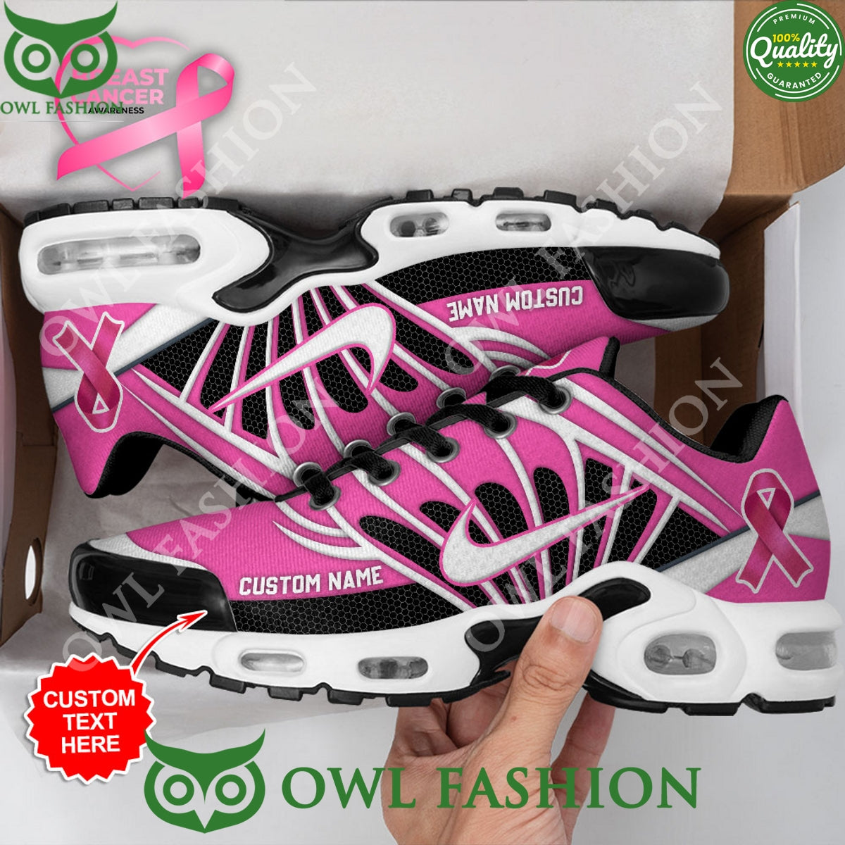 Personalized Breast Cancer Awareness Pink Air Max Shoes