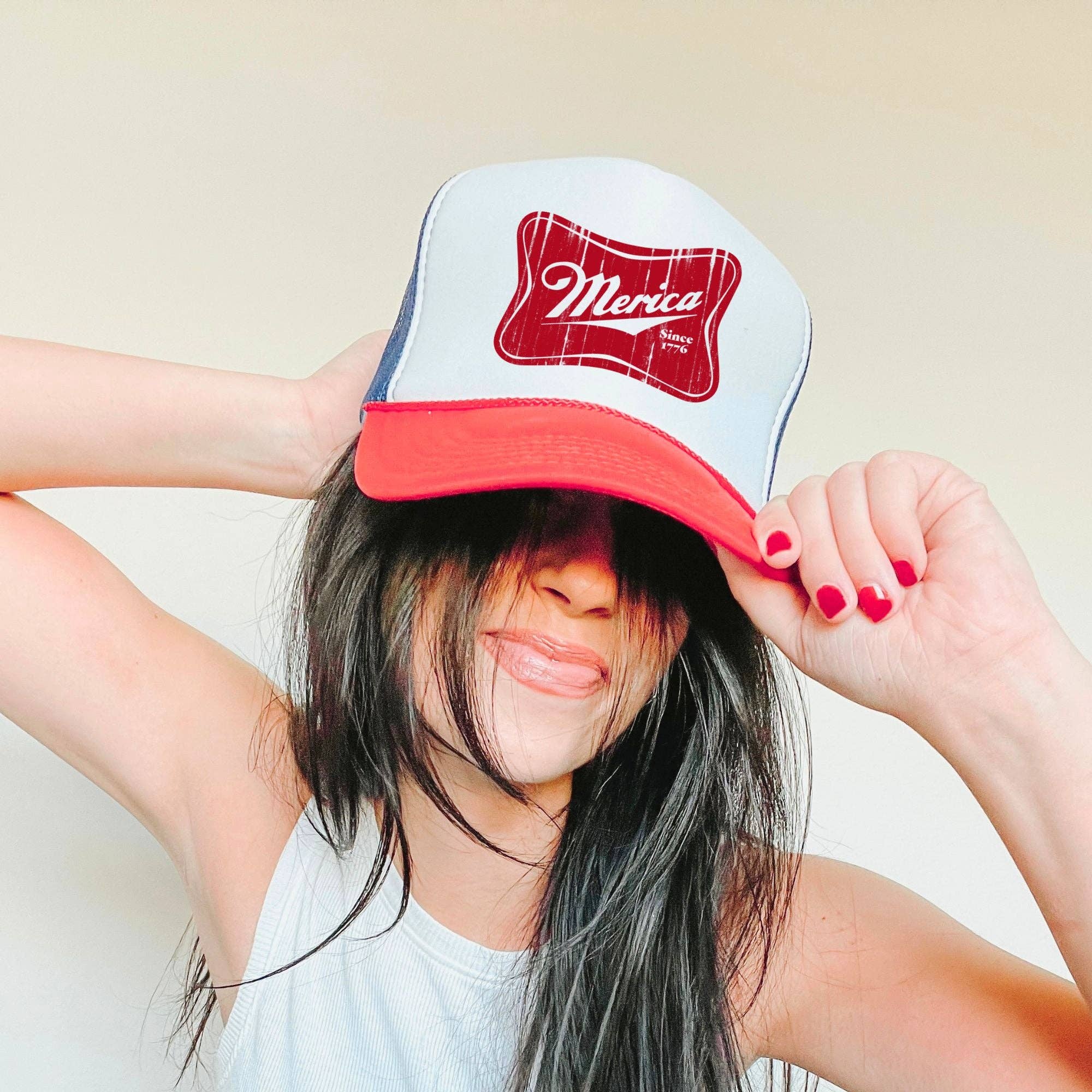 4th of July Trucker Hat – Patriotic Adjustable Foam Snapback Mesh Cap