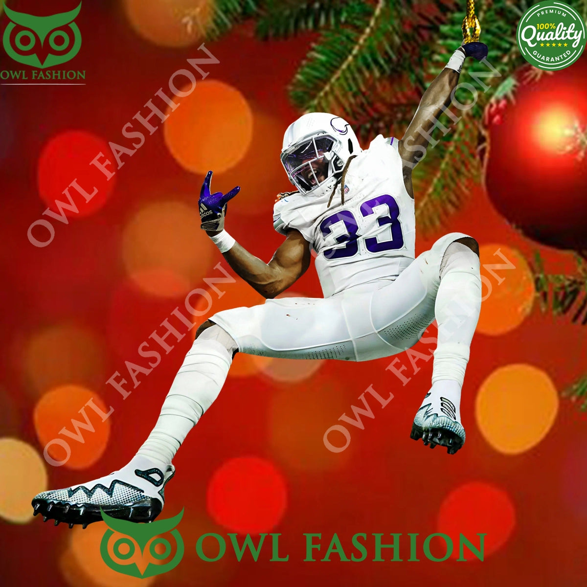 Aaron Jones Minnesota Vikings 33 Number Running back Plastic ornament