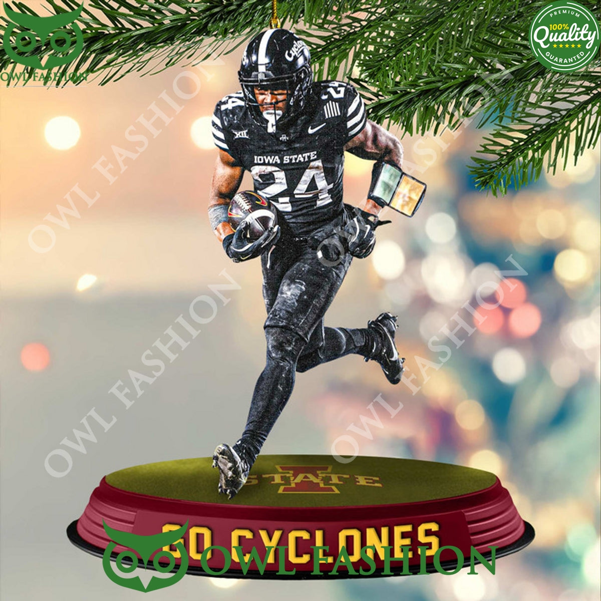 Abu Sama III 24 Go Cyclones Iowa State Football plastic ornament