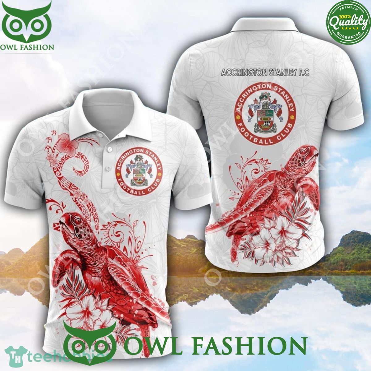 Accrington Stanley EFL League One Turtle White Golf Polo Shirt