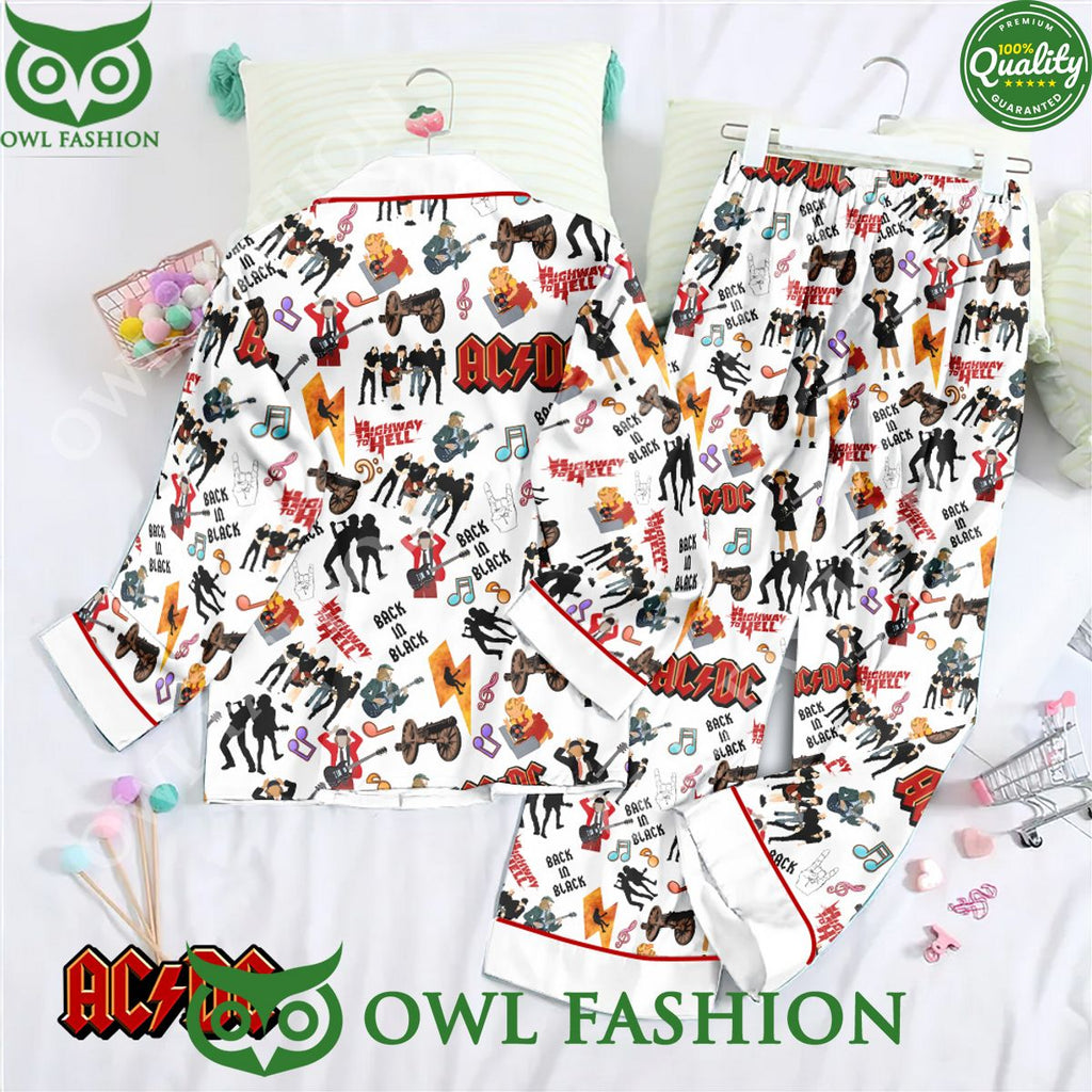 ACDC Back In Black Button Down Pajamas Set