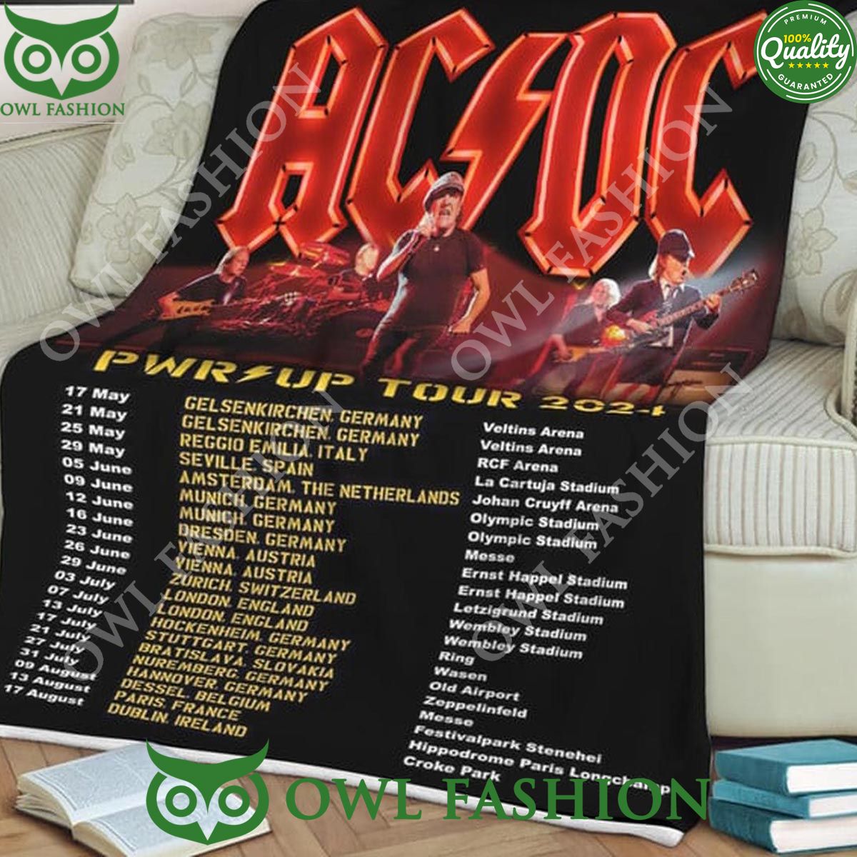 Acdc Pwr Up World Tour Schedule List 2024 Quilt Fleece Blanket