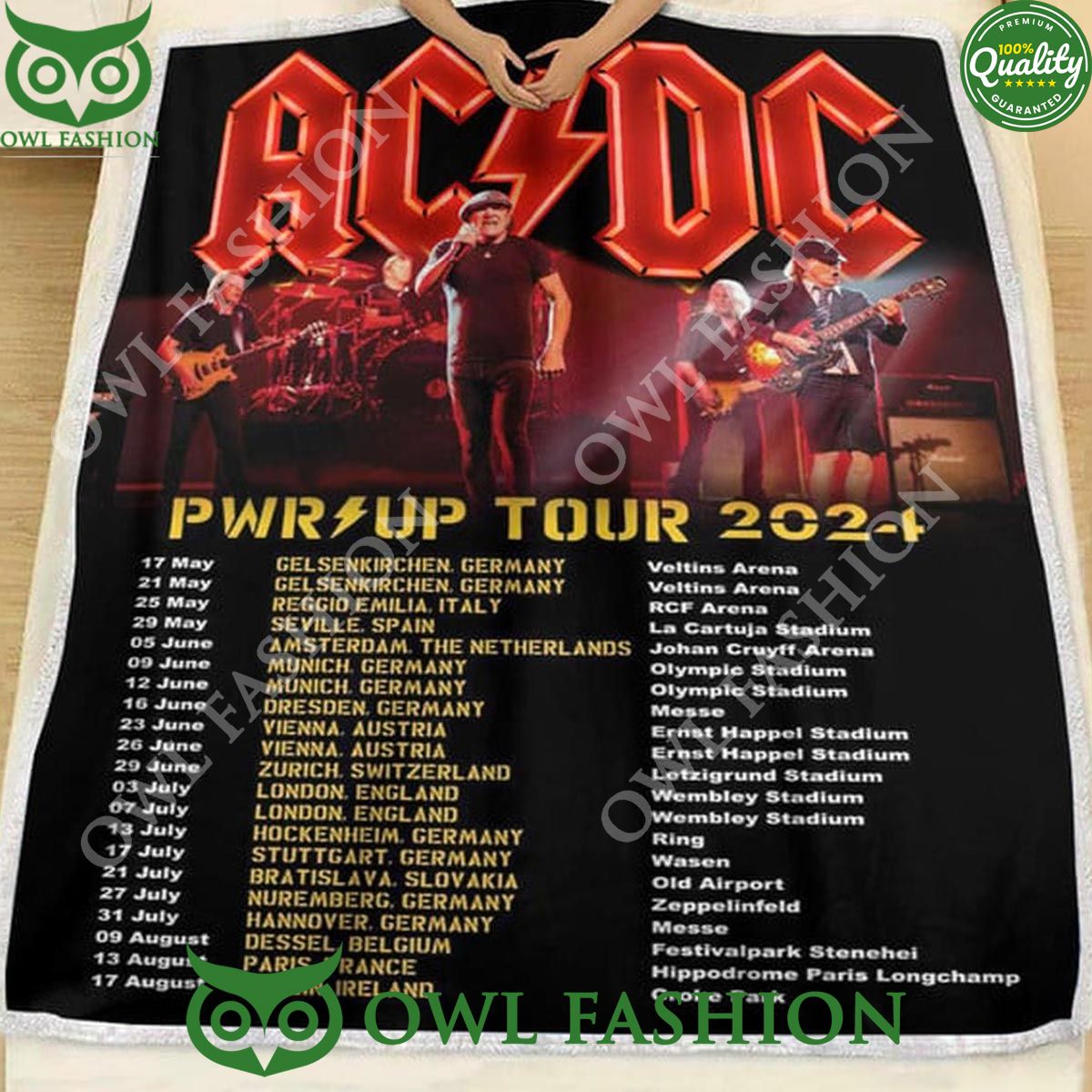 Acdc Pwr Up World Tour Schedule List 2024 Quilt Fleece Blanket