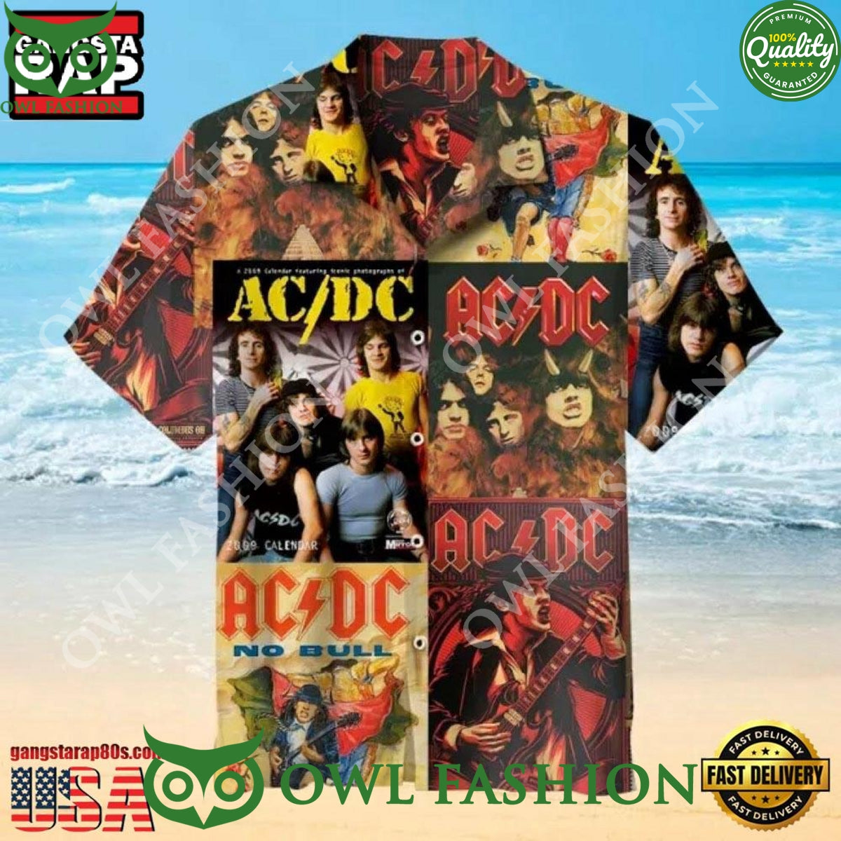 ACDC Rock Band with Albums Hawaiian Shirt