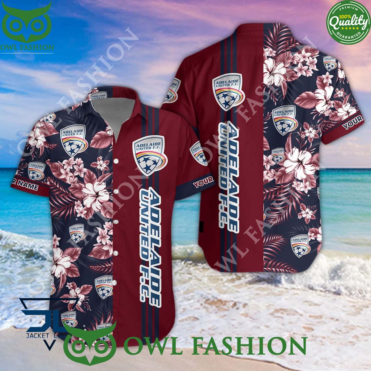 Adelaide United A League Football Hawaiian shirt and short