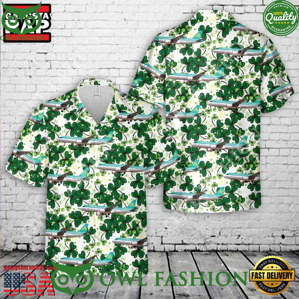 Aer Lingus Airbus A320 Saint Patrick’s Day Hawaiian Shirt