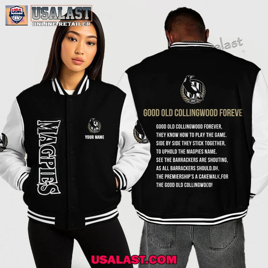 AFL Collingwood Baseball Jacket – Good Old Collingwood Forever