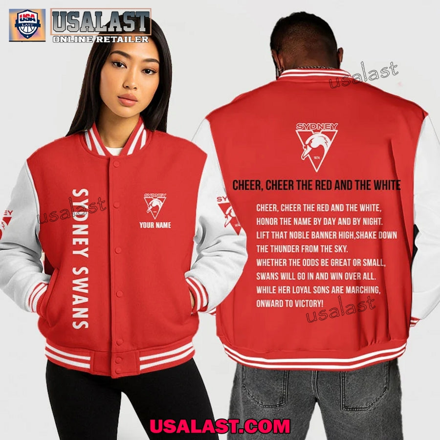 AFL Sydney Swans Baseball Jacket – Cheer Cheer The Red And The White
