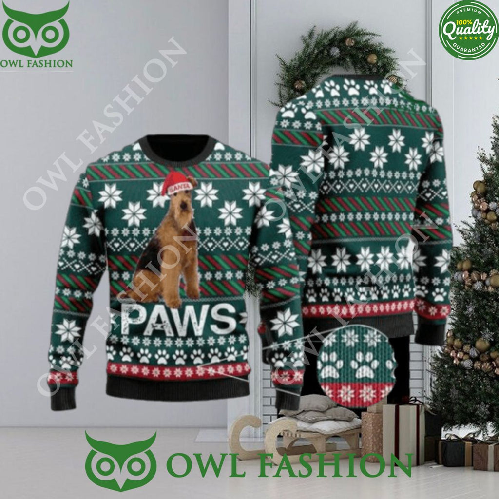 Airedale Terrier Santa Printed Christmas Ugly Sweater Jumper